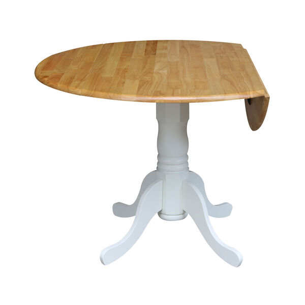 Round Dual Drop Leaf White and Natural Table, image 3