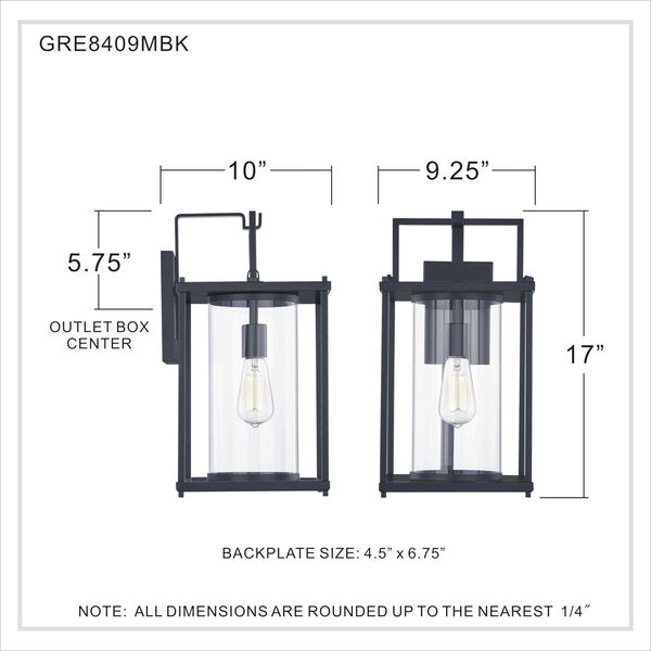 Garrett Matte Black 17-Inch One-Light Outdoor Lantern with Clear Glass, image 5