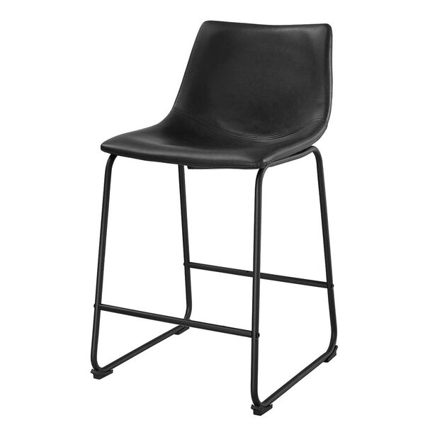 Black Faux Leather Counter Stools - Set of 2, image 4