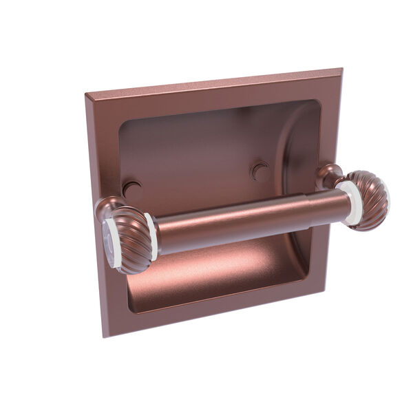Pacific Grove Antique Copper Six-Inch Recessed Toilet Paper Holder with Twisted Accents, image 1