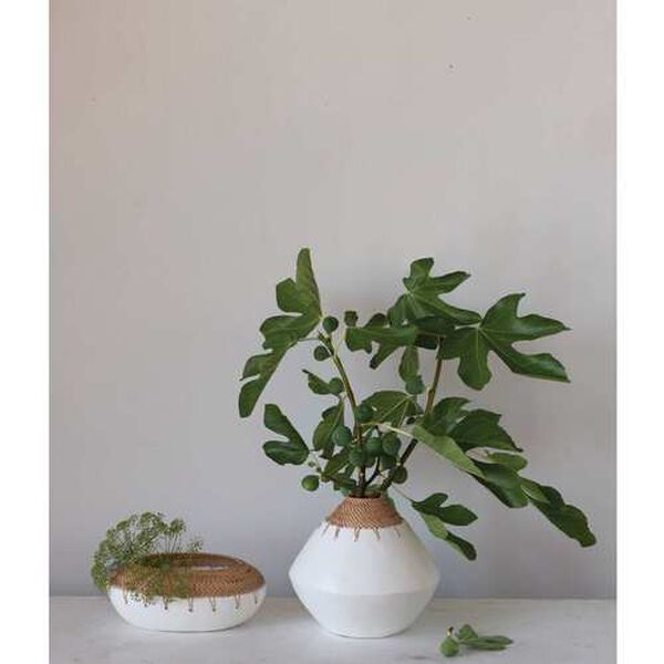 White Handmade Terra-Cotta Vase, image 2