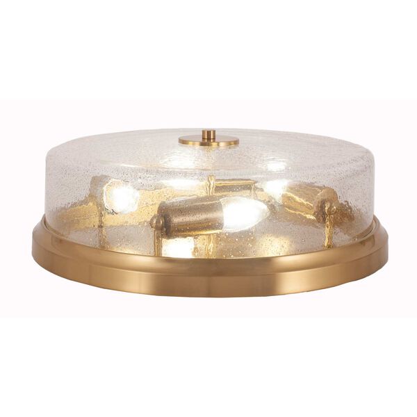 Any New Age Brass 17-Inch Four-Light Flush Mount with Smoke Bubble Glass, image 1