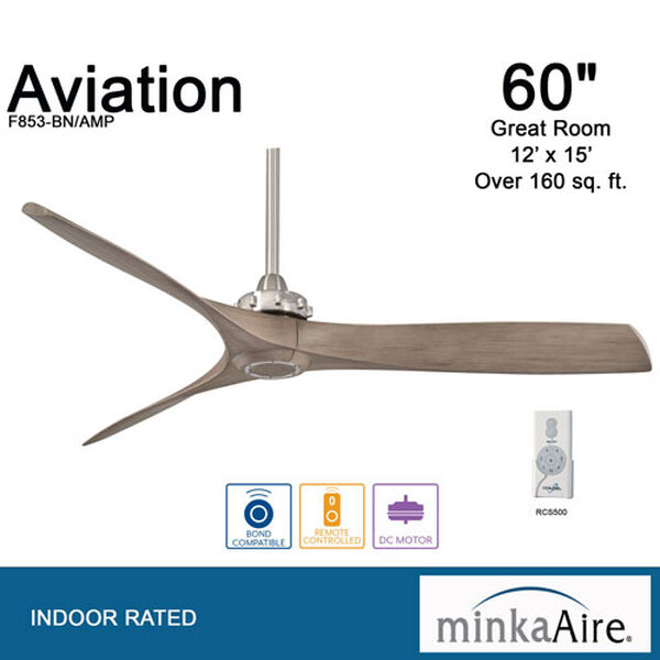 Aviation Brushed Nickel And Ash Maple 60-Inch Ceiling Fan, image 8