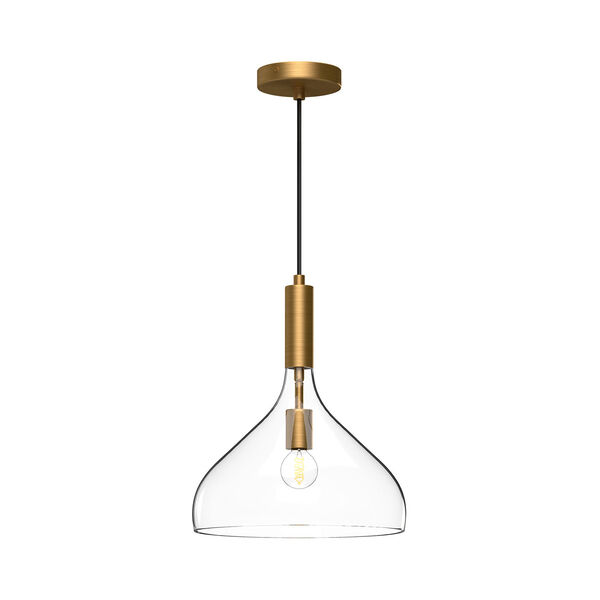 Belleview Aged Gold One-Light Pendant with Clear Glass, image 1