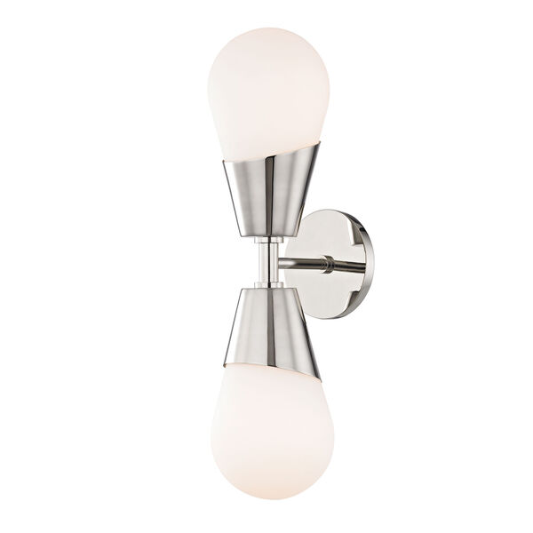 Cora Polished Nickel 5-Inch Two-Light Wall Sconce, image 1