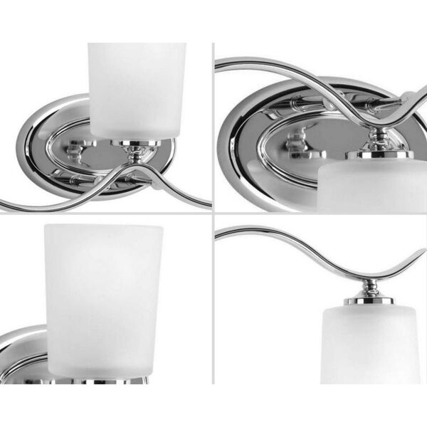 Inspire Polished Chrome Three-Light Bath Fixture with Etched Glass, image 4