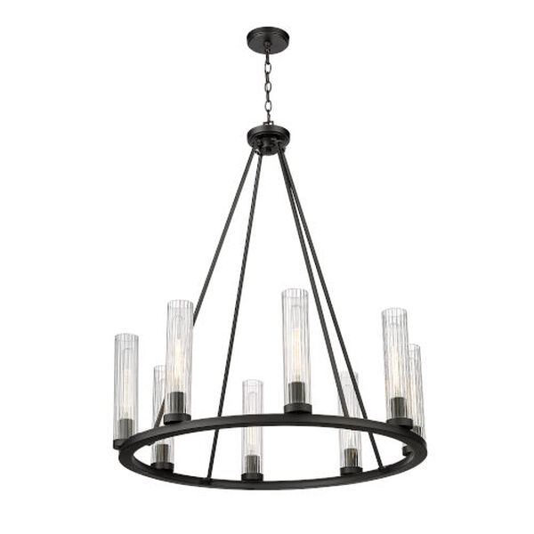Beau Bronze Eight-Light Chandelier with Clear Glass Shade, image 5