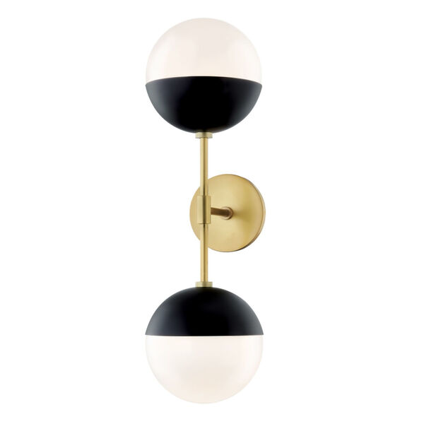 Renee Aged Brass and Black Seven-Inch Two-Light Wall Sconce, image 1