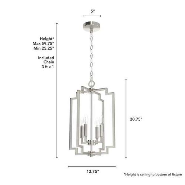 Zoanne Brushed Nickel 14-Inch Four-Light Pendant, image 3