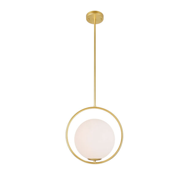 Celeste Medallion Gold LED Pendant with Frosted Glass, image 1