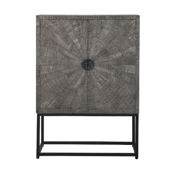 Brownish Gray and White Two Door Bar Cabinet, image 3