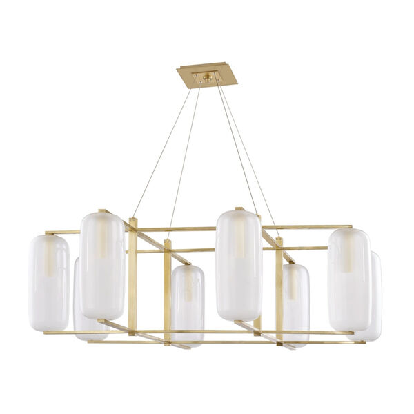 Pebble Aged Brass Eight-Light Chandelier, image 1