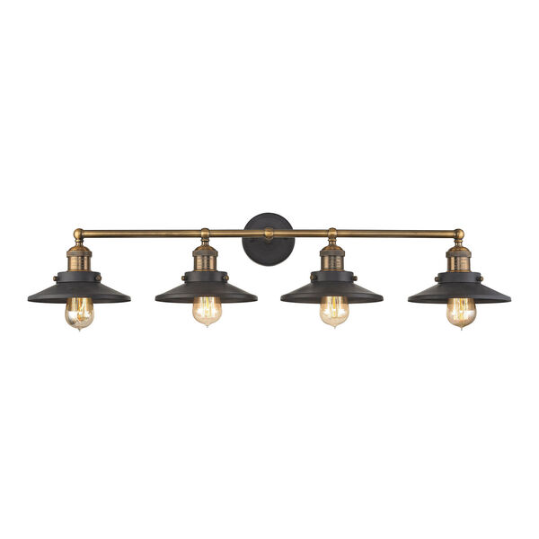 Afton Antique Brass and Tarnished Graphite 38-Inch Four-Light Vanity, image 1