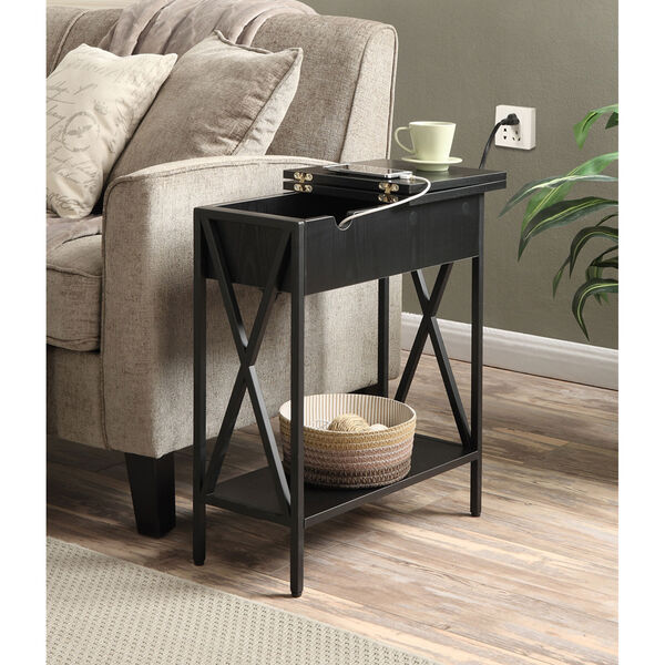 Tucson Flip Top End Table with Charging Station and Shelf, image 5