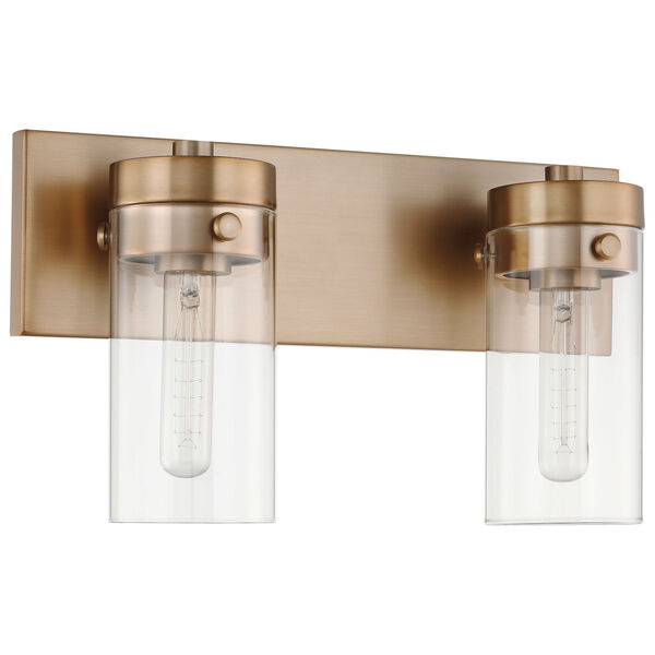 Intersection Burnished Brass Two-Light Bath Vanity, image 1