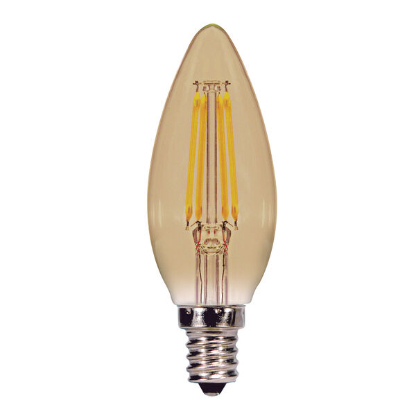 SATCO Transparent Amber LED C11 Candelabra 3.5 Watt LED Filament Bulb with 2200K 300 Lumens 80 CRI and 360 Degrees Beam, image 1