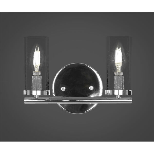 Trinity Chrome Two-Light Bath Vanity with Clear Bubble Glass, image 2