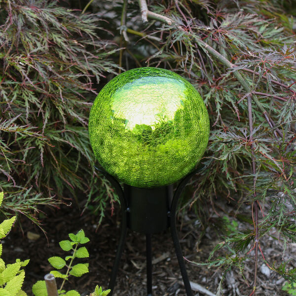 Fern Green Crackle Glass Gazing Globe with Stand, image 4
