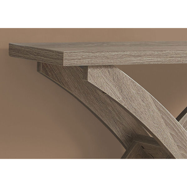 Dark Taupe 12-Inch Console Table with Curved Cross Legs, image 3