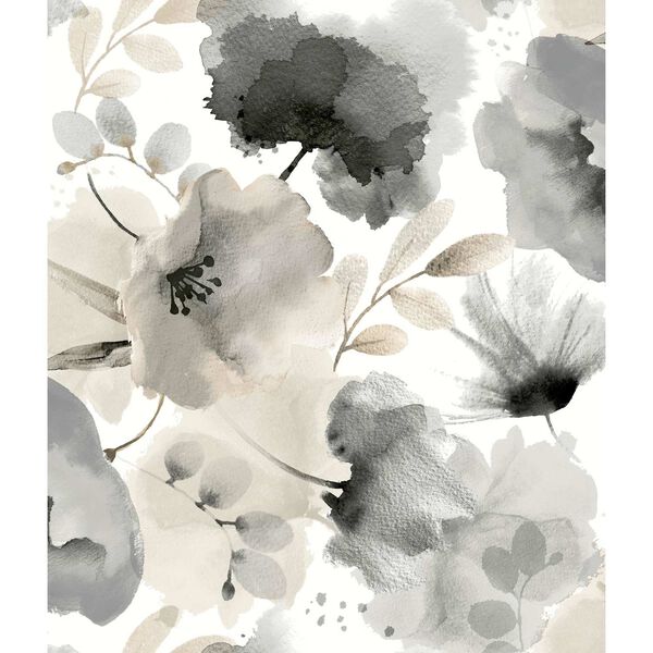 Watercolor Bouquet Charcoal Wallpaper, image 2