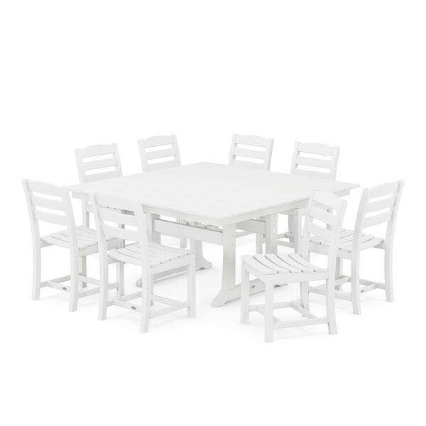 La Casa Cafe White Trestle Dining Set, 9-Piece, image 1