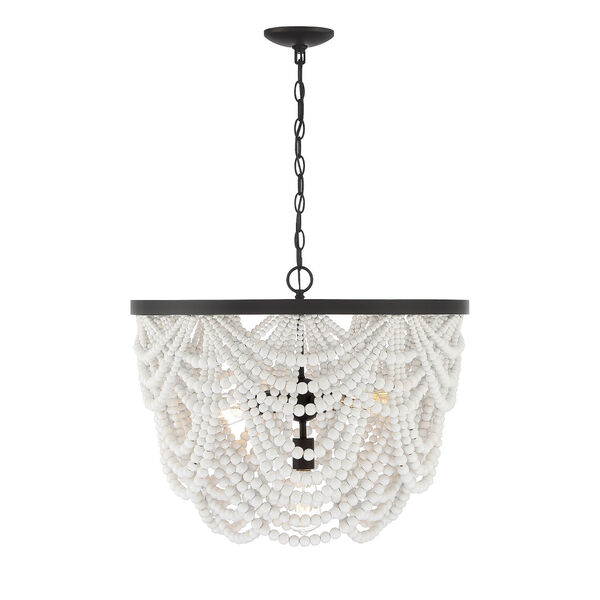 Isabella Grecian White and Oil Rubbed Bronze Five-Light Chandelier, image 1