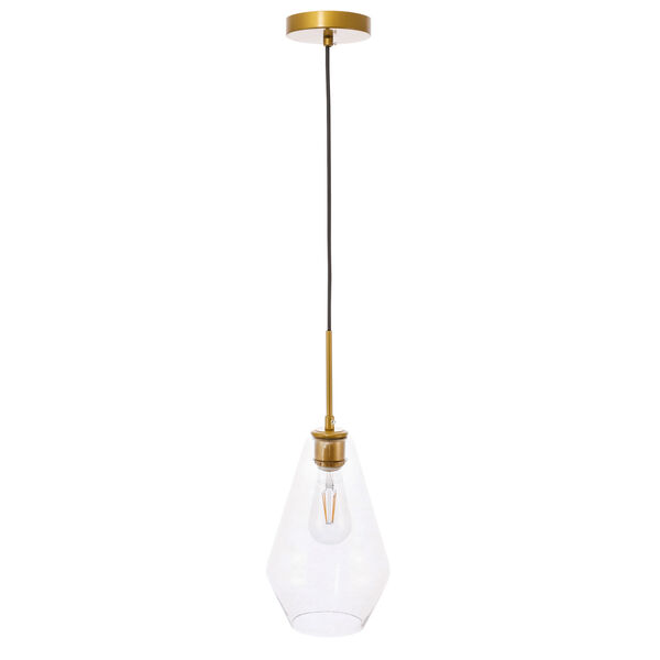 Gene Brass Seven-Inch One-Light Mini Pendant with Clear Glass, image 5