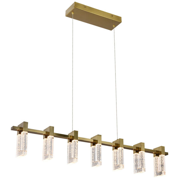 Sorrento Antique Brass Seven-Light Adjustable LED Linear Chandelier, image 1