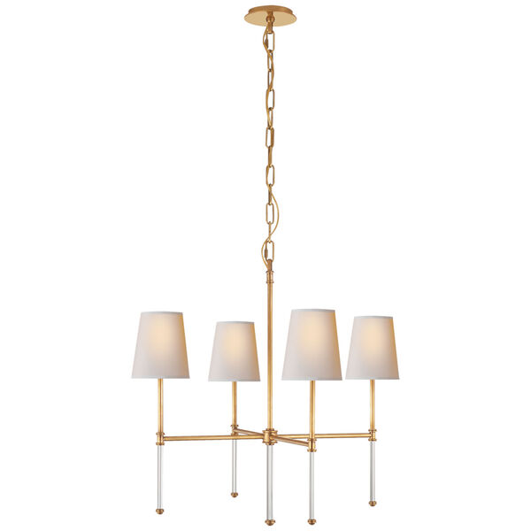 Camille Small Chandelier in Hand-Rubbed Antique Brass with Natural Paper Shades by Suzanne Kasler, image 1