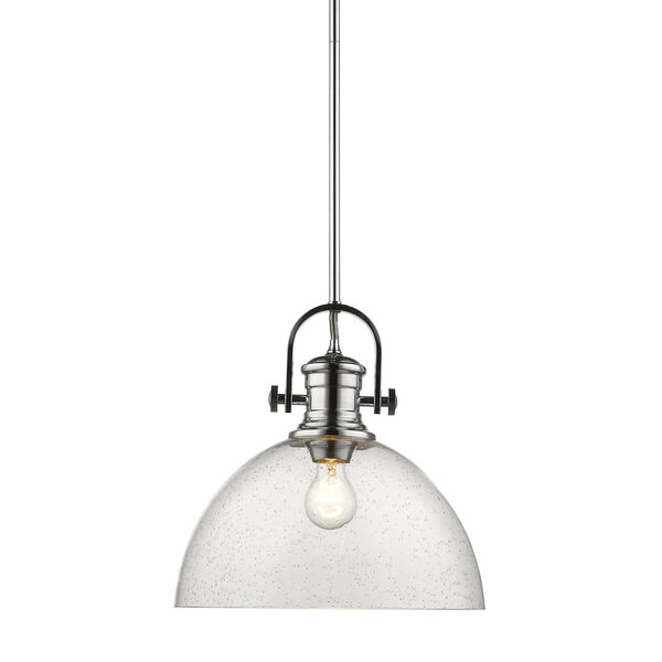 Hines Chrome 14-Inch One-Light Pendant with Seeded Glass, image 1