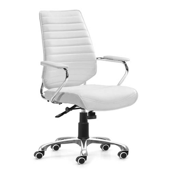 Enterprise White and Chromed Steel Low Back Office Chair, image 1