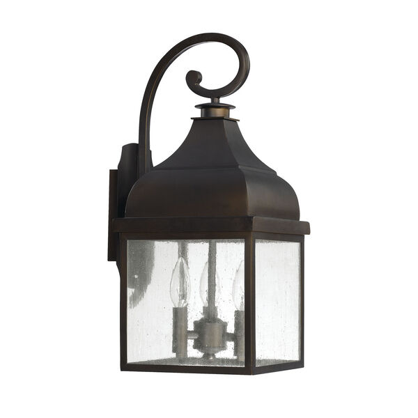 Westridge Old Bronze Three-Light Outdoor Wall Lantern with Antique Glass, image 1
