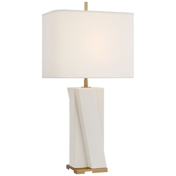 Niki Medium Table Lamp in Ivory with Linen Shade by Thomas O'Brien, image 1