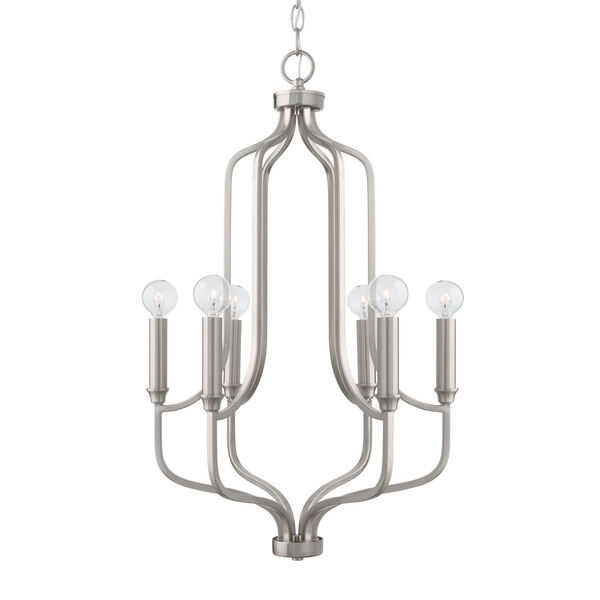 HomePlace Reeves Brushed Nickel Six-Light Chandelier, image 1