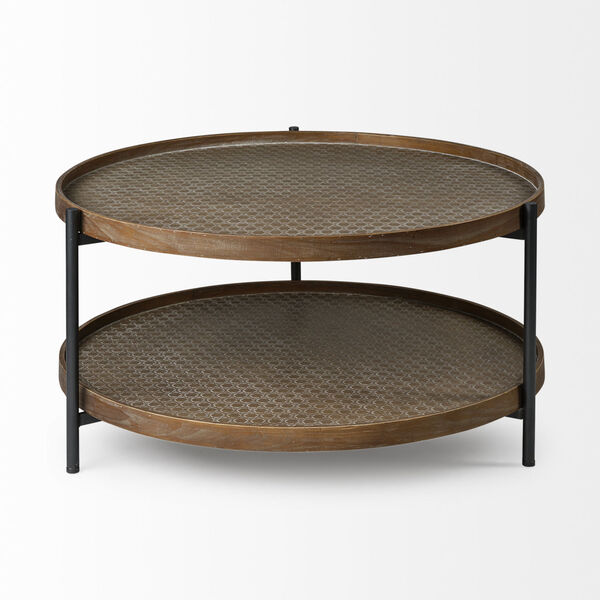 Kade I Brown and Black Round Two-Tier Coffee Table, image 2