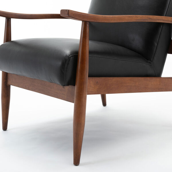 Austin Black and Walnut Wooden Base Accent Chair, image 3