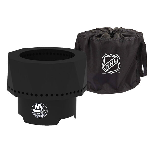 NHL New York Islanders Ridge Portable Steel Smokeless Fire Pit with Carrying Bag, image 1