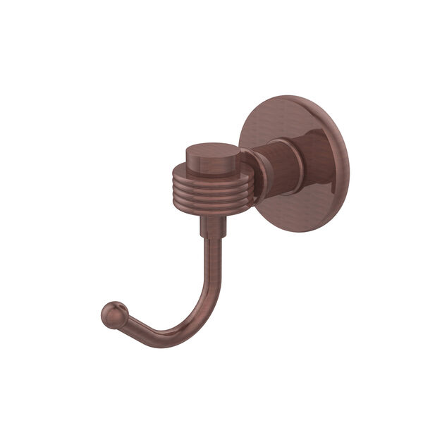 Continental Collection Robe Hook with Groovy Accents, Antique Copper, image 1