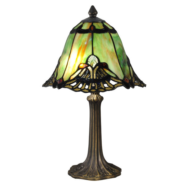 Antique Brass Haiawa One-Light Tiffany Accent Table Lamp, image 1
