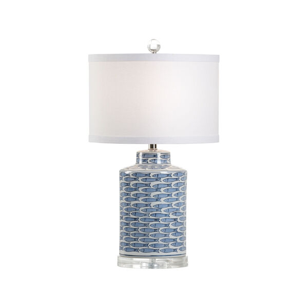 Off White and Blue One-Light  Fish Tail Lamp, image 1