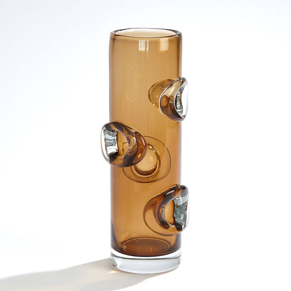Tobacco Halo Art Glass Cylindrical Vase, image 1