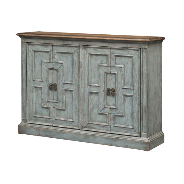Blue and Brown Four Door Credenza, image 1