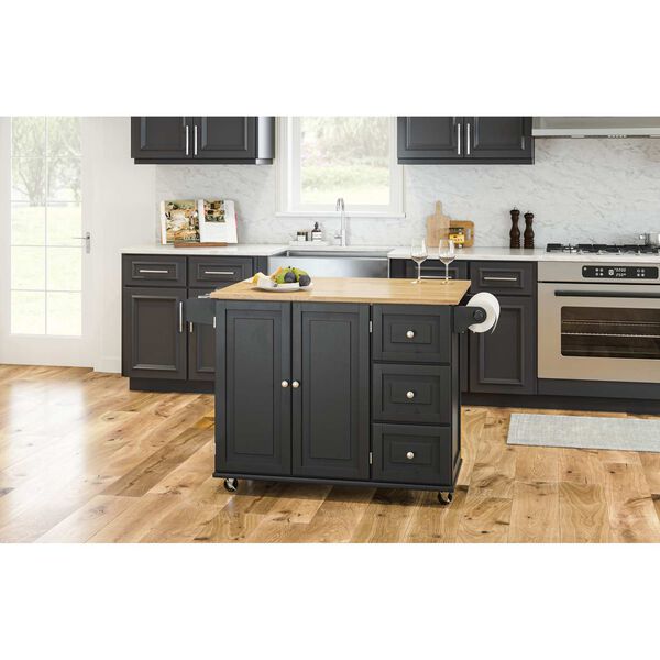 Blanche Black and Natural 54-Inch Kitchen Cart, image 5