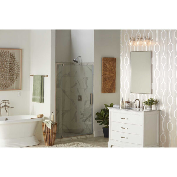Bowman Cottage White 25-Inch Three-Light Bath Vanity with Clear Chiseled Glass Shade, image 4