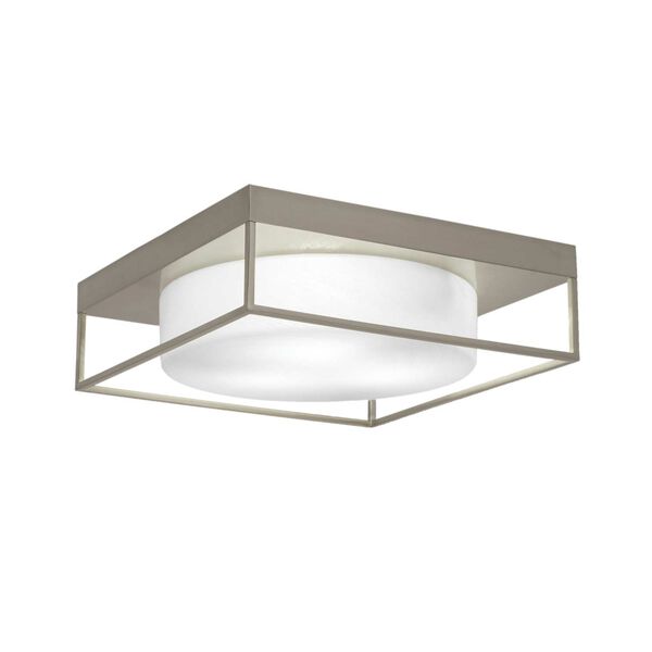 Brushed Nickel Three-Light Flush Mount with White Marble Glass, image 1