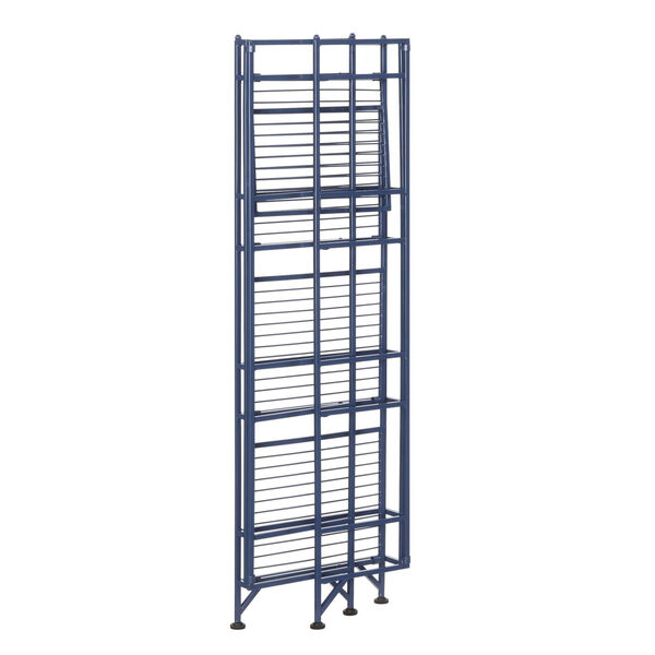 Xtra Storage Cobalt Blue Four-Tier Folding Metal Shelf, image 4