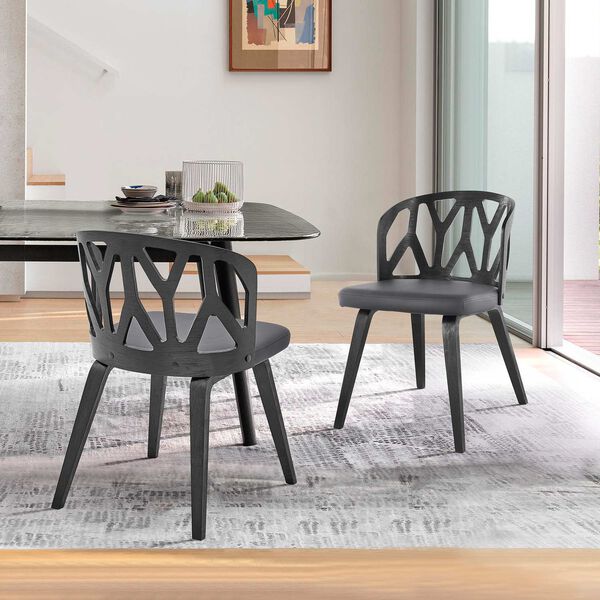 Nia Matte Black Gray Side Chair, Set of Two, image 2
