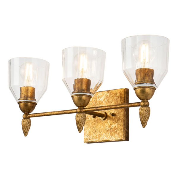 Fun Finial Gold Leaf with Antique Three-Light Acorn Wall Sconce, image 1