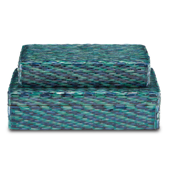 Glimmer Blue and Green Decorative Box, Set of 2, image 3