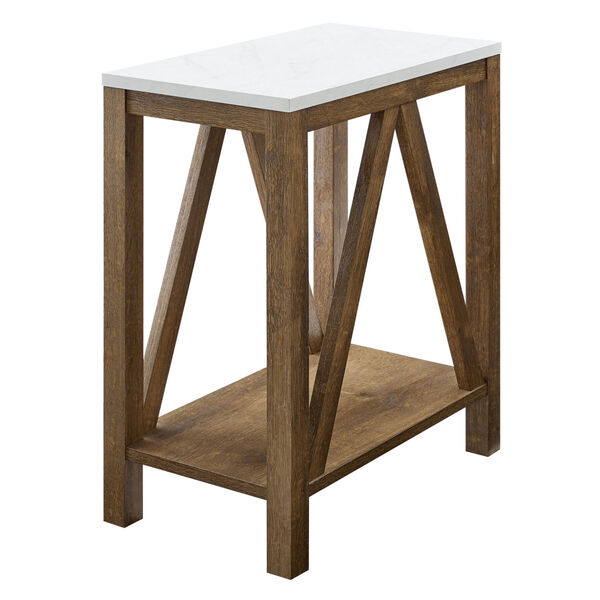 Faux White and Natural Walnut Side Table, image 1
